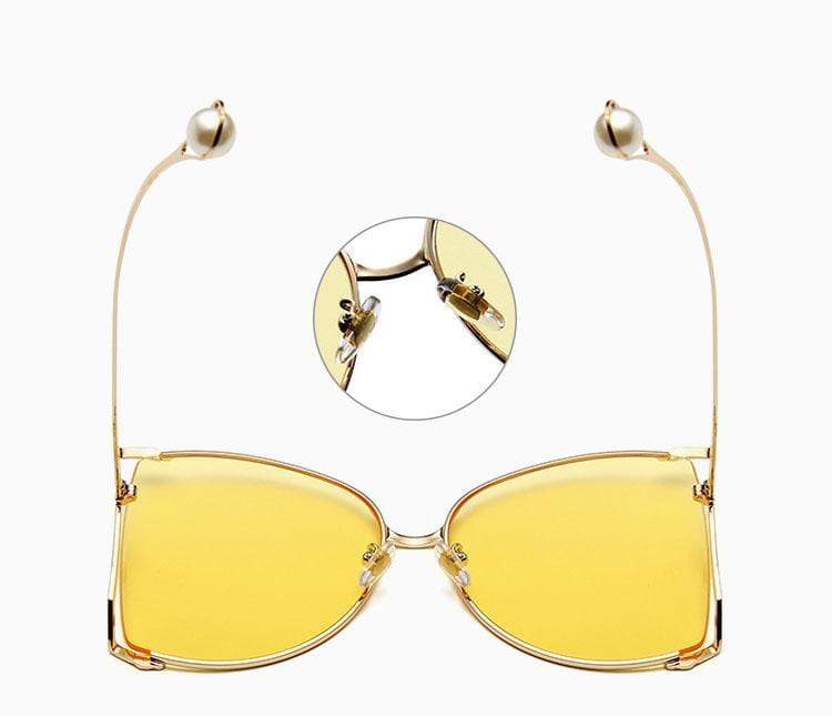 New Brand Pearls Half Round Sunglasses