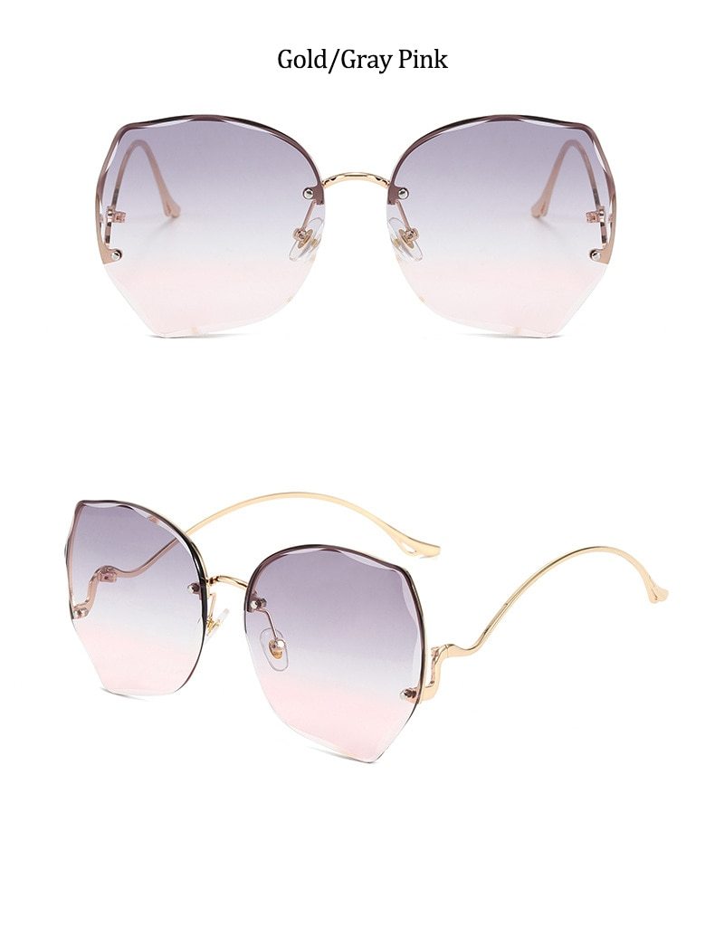Oversized Brown Rimless Sunglasses
