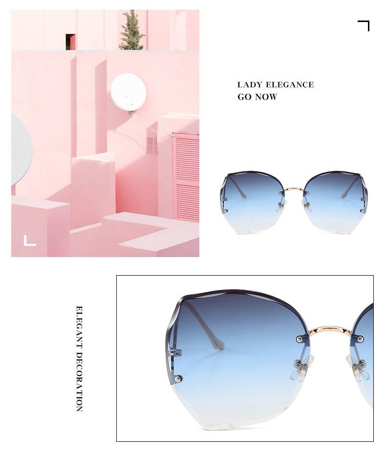 Oversized Brown Rimless Sunglasses