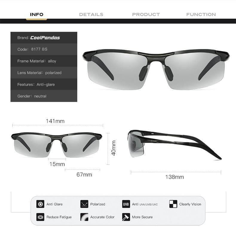 Aluminum Rimless Photochromic Sunglasses