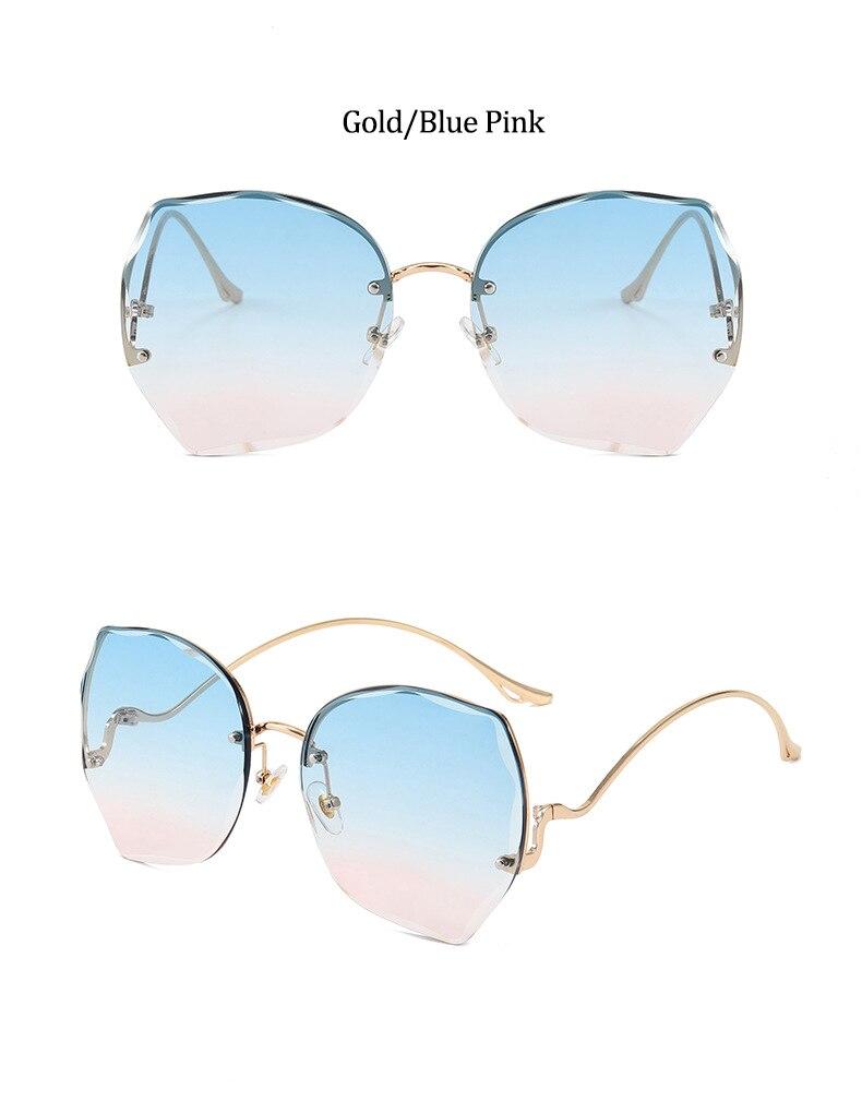 Oversized Brown Rimless Sunglasses