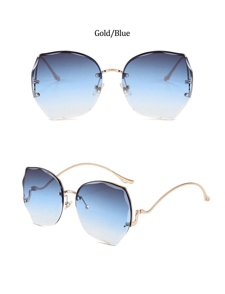 Oversized Brown Rimless Sunglasses