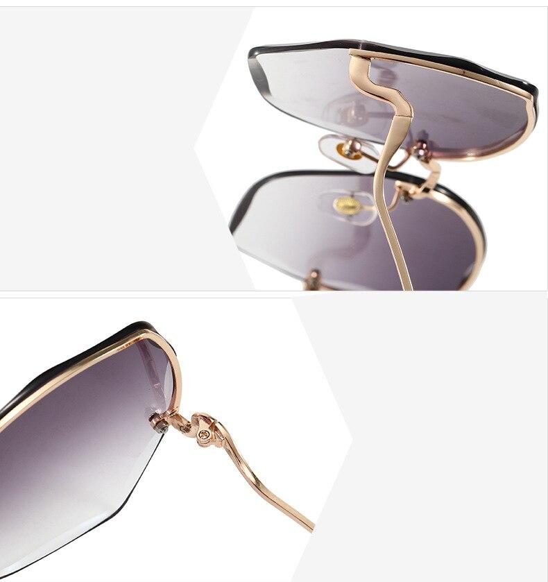 Oversized Brown Rimless Sunglasses