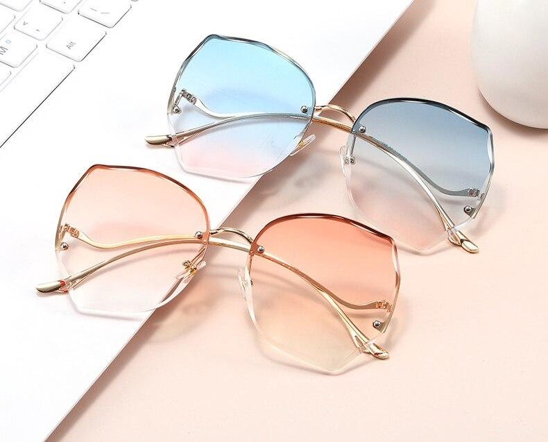 Oversized Brown Rimless Sunglasses