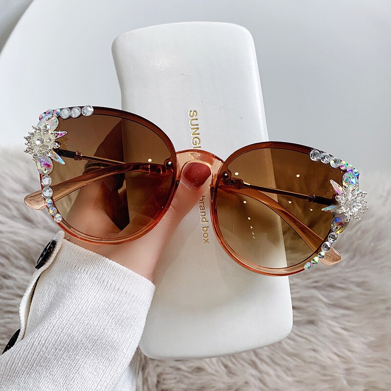 Luxury Oversize Rhinestone Sun Glasses
