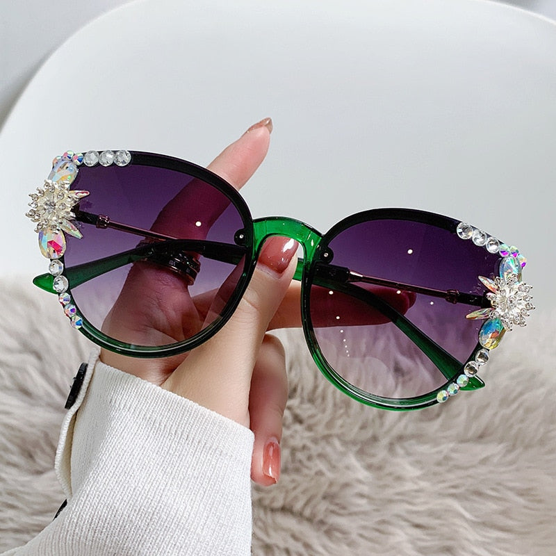 Luxury Oversize Rhinestone Sun Glasses