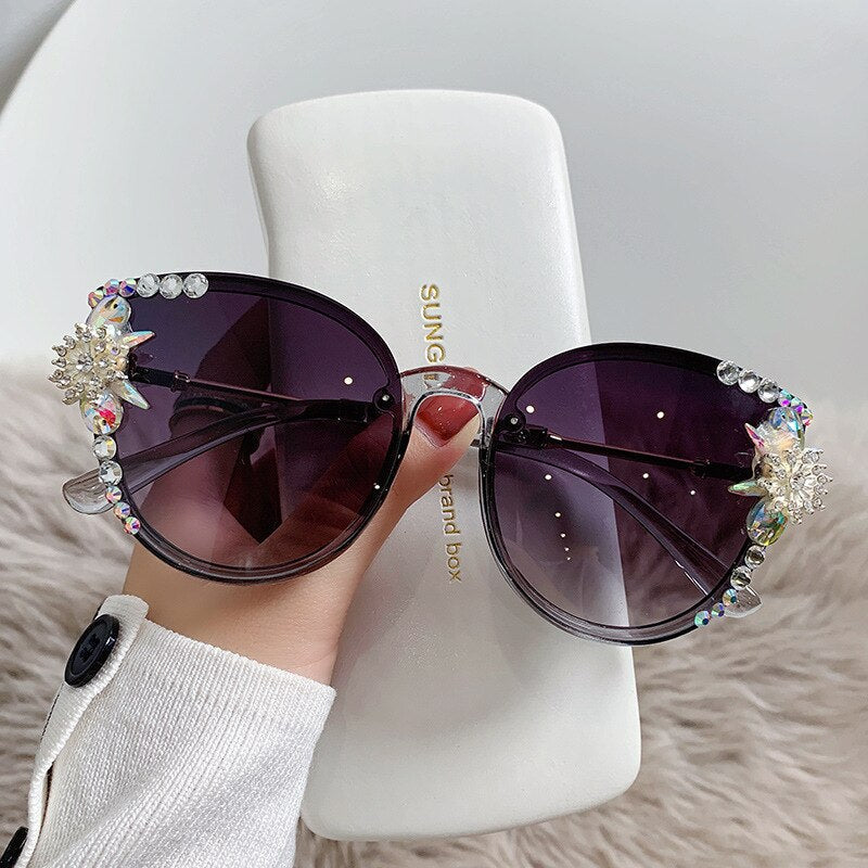 Luxury Oversize Rhinestone Sun Glasses