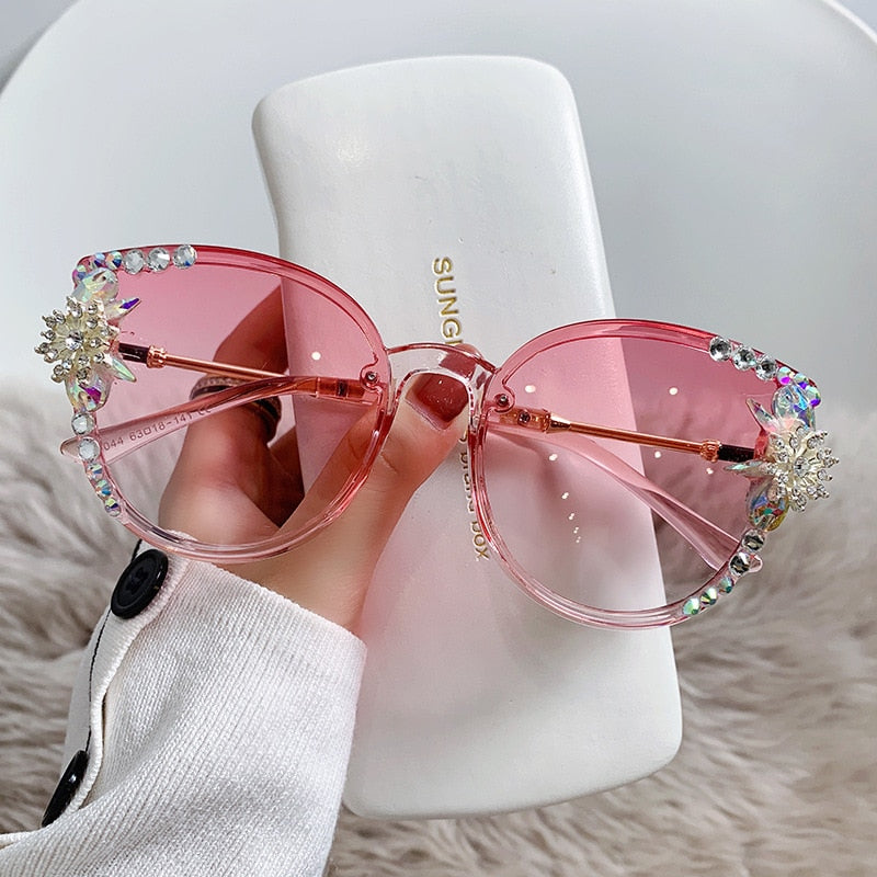 Luxury Oversize Rhinestone Sun Glasses