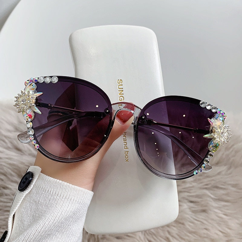 Luxury Oversize Rhinestone Sun Glasses