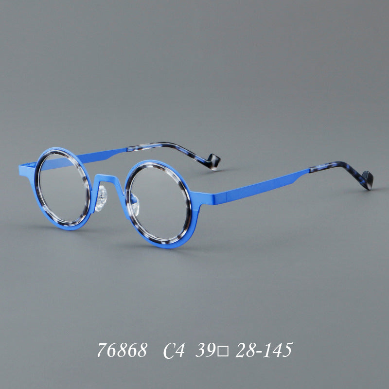 New round frame plate glasses 76868