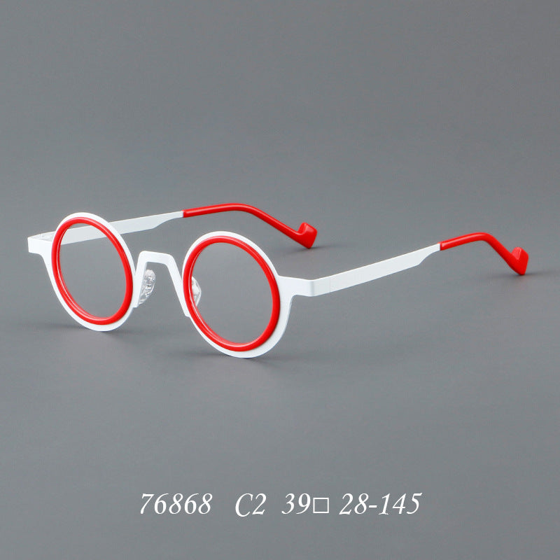 New round frame plate glasses 76868