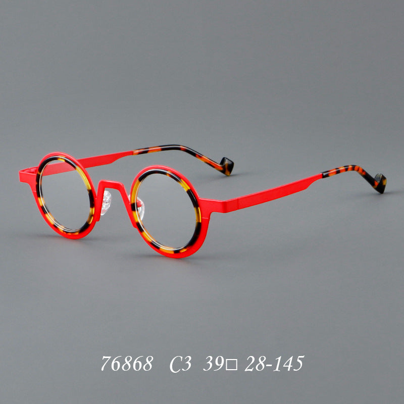 New round frame plate glasses 76868