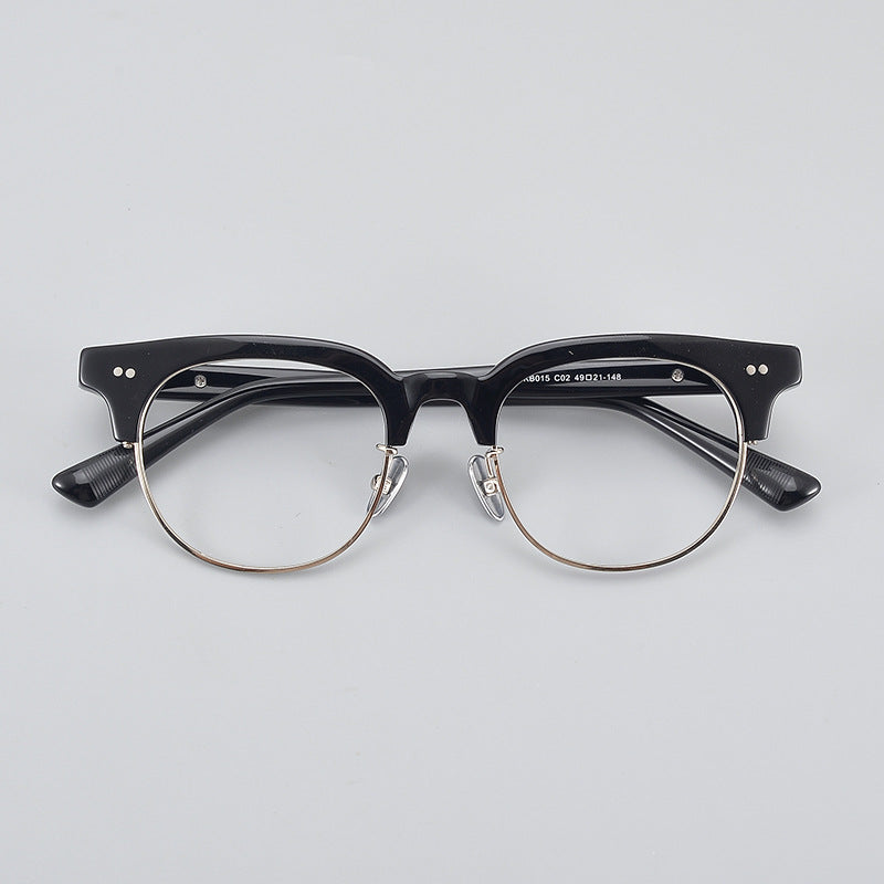 Acetate Semi-Rimless Oval Glasses Frames 015