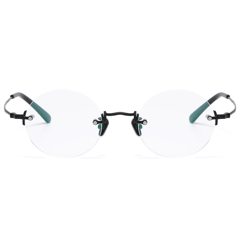 Corvin Titanium Semi-Rimless Round Glasses Frames