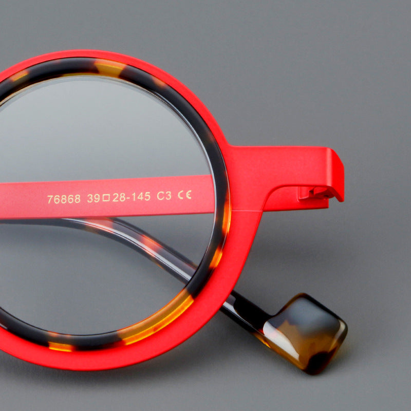 New round frame plate glasses 76868