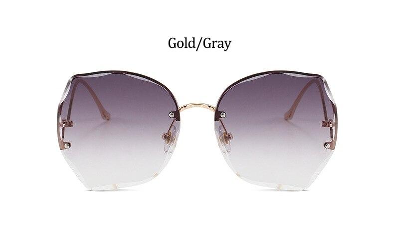 Oversized Brown Rimless Sunglasses