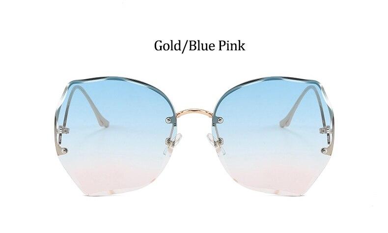 Oversized Brown Rimless Sunglasses