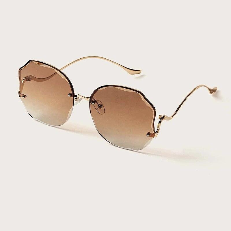 Oversized Brown Rimless Sunglasses