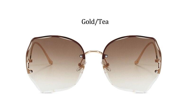 Oversized Brown Rimless Sunglasses