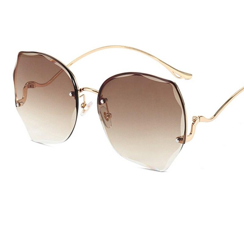 Oversized Brown Rimless Sunglasses