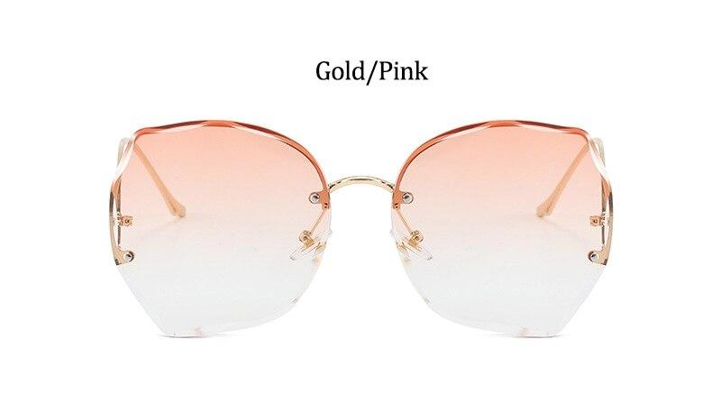 Oversized Brown Rimless Sunglasses