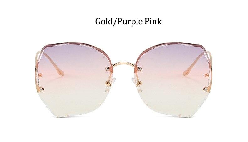 Oversized Brown Rimless Sunglasses