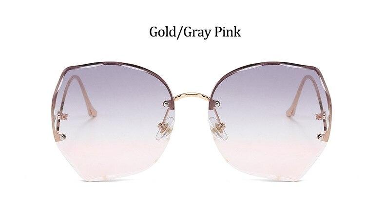 Oversized Brown Rimless Sunglasses