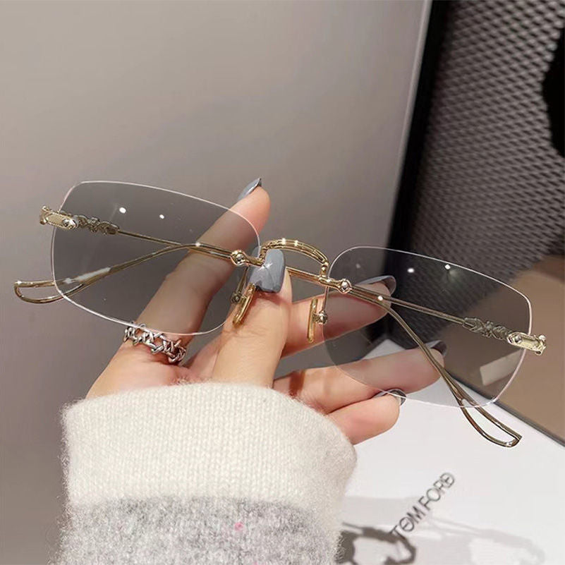 Rimless metal color-changing glasses