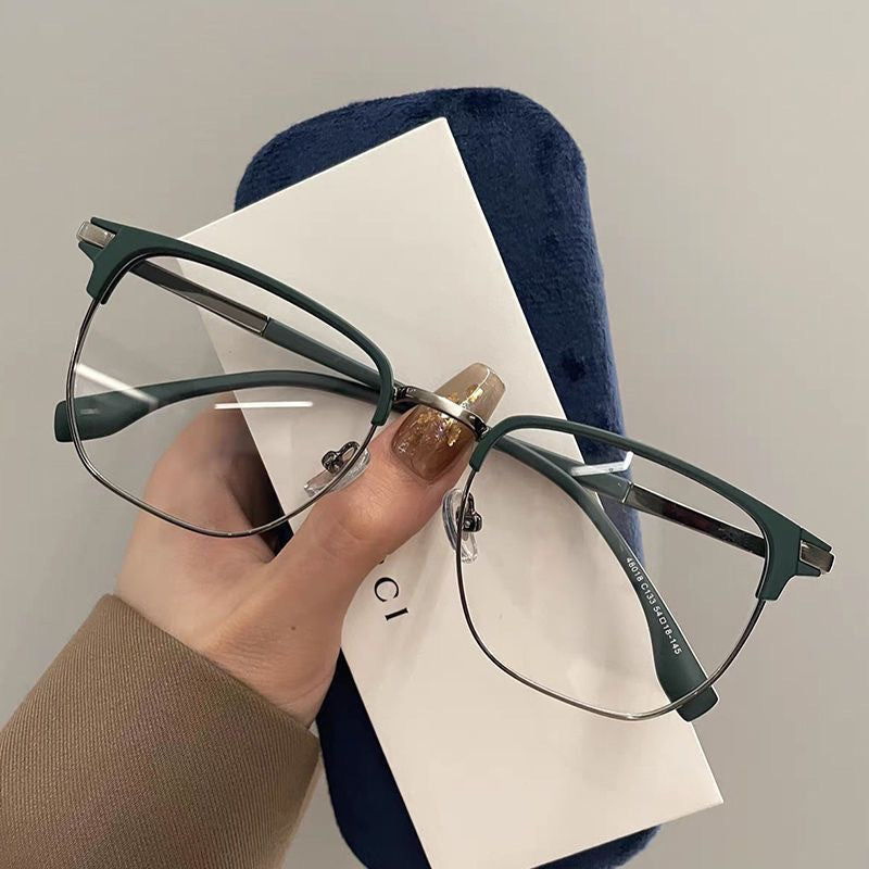 Half-frame plano myopia glasses