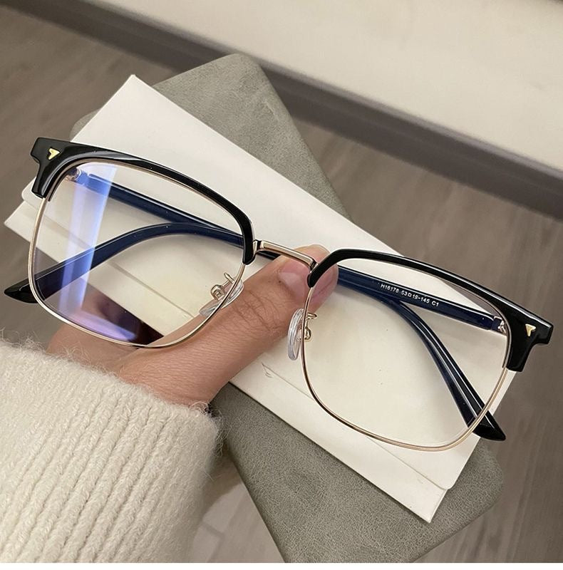 Half-frame anti-blue light reading glasses