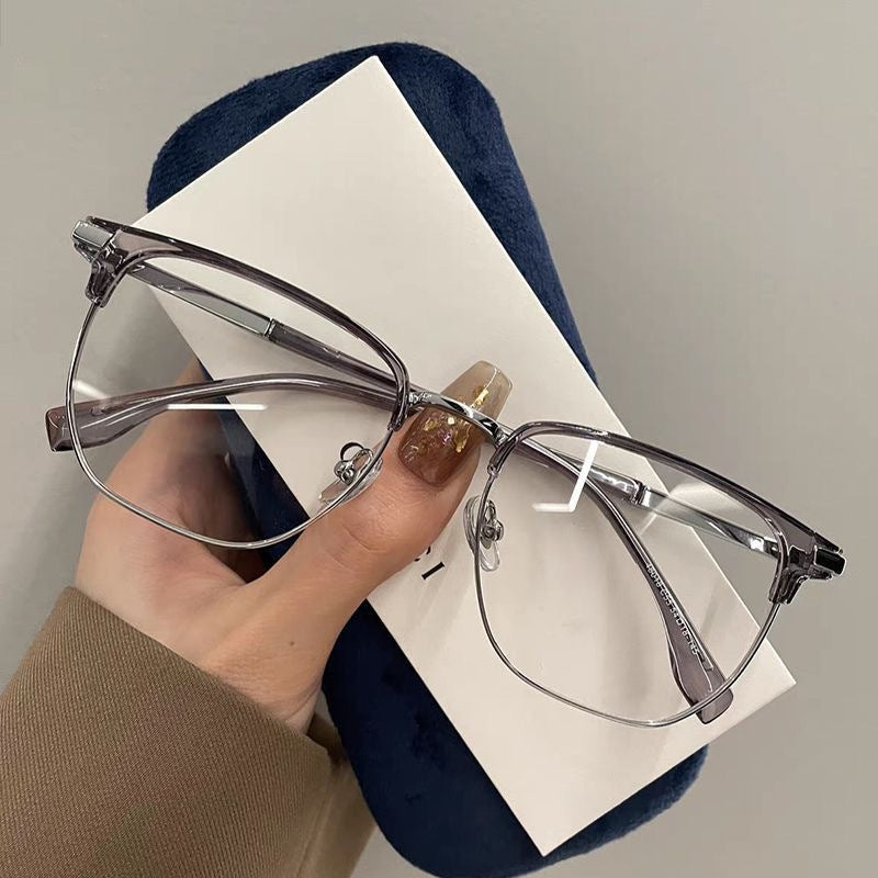 Half-frame plano myopia glasses