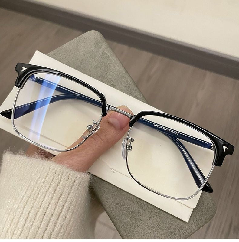 Half-frame anti-blue light reading glasses