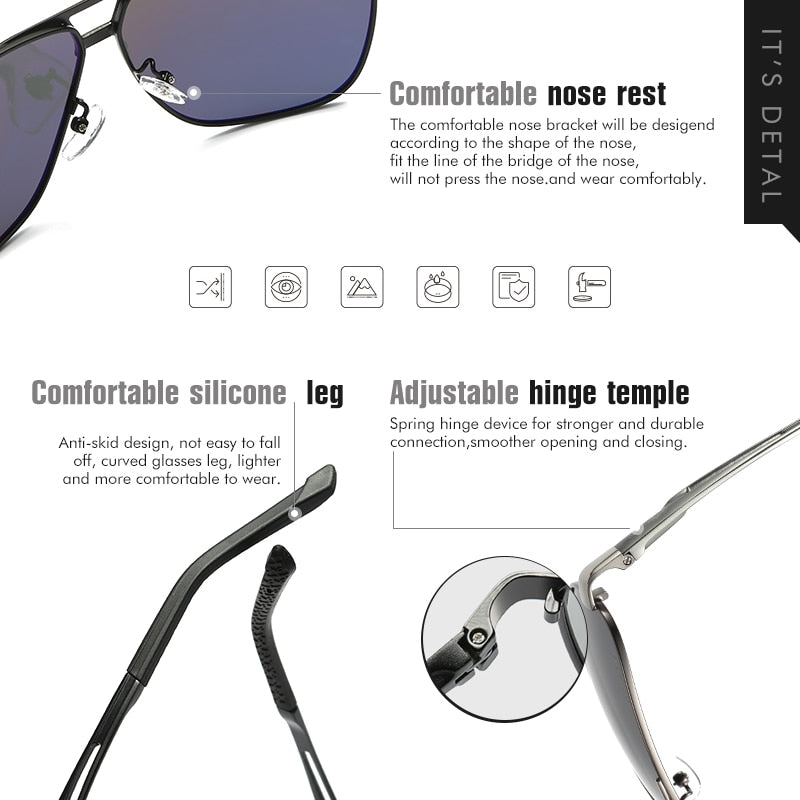 Square Polarized Photochromic Sunglasses