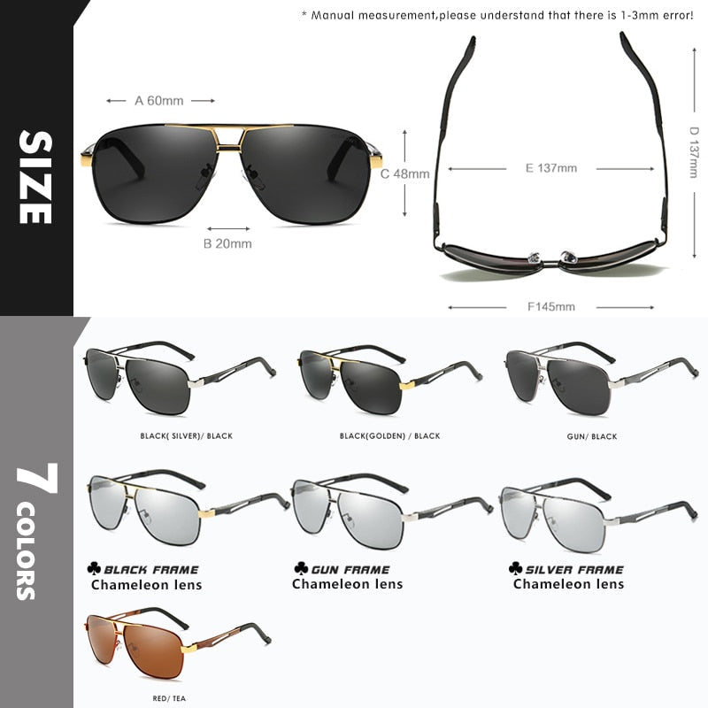 Square Polarized Photochromic Sunglasses
