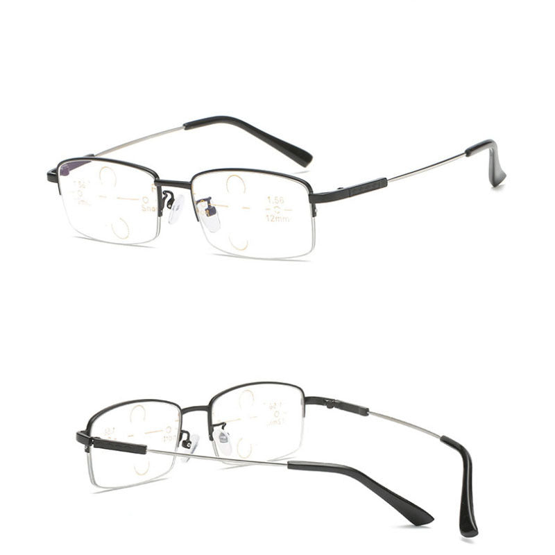 Multi-focus memory titanium frame anti-blue light glasses