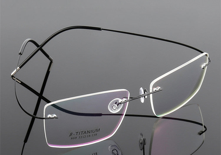 Ultra-Light Titanium Rectangle Rimless Glasses