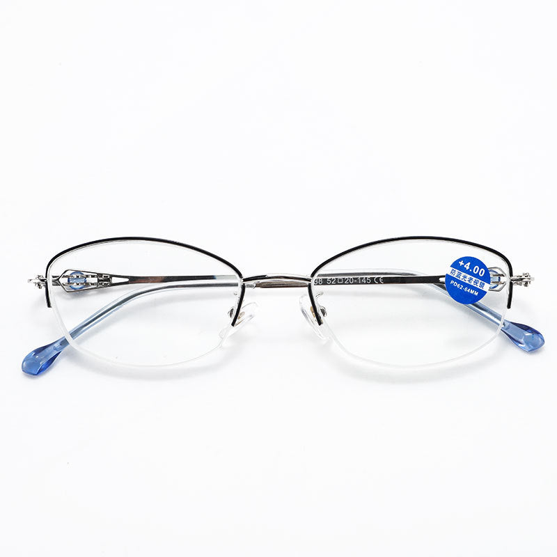 Half-frame anti-blue light reading glasses