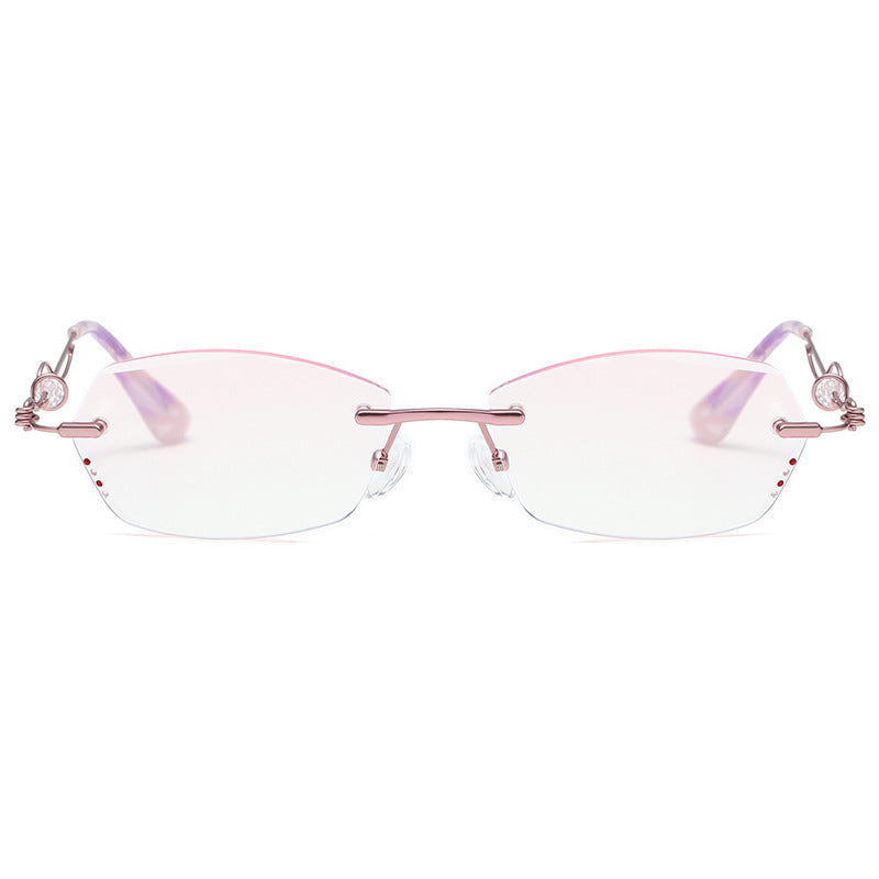 Rimless cut rim diamond anti blue light glasses