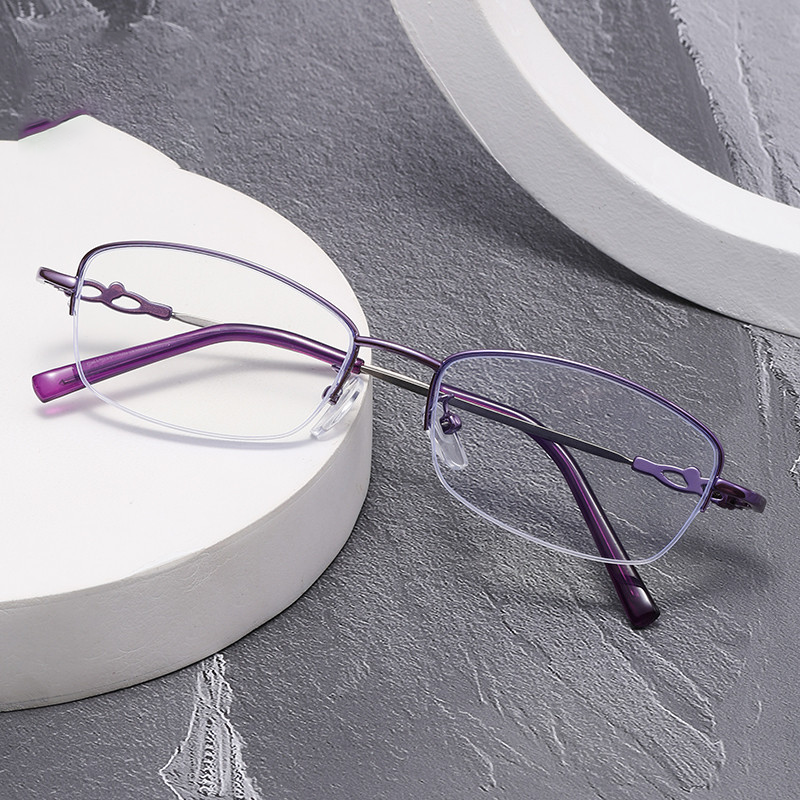 Square half frame reading glasses