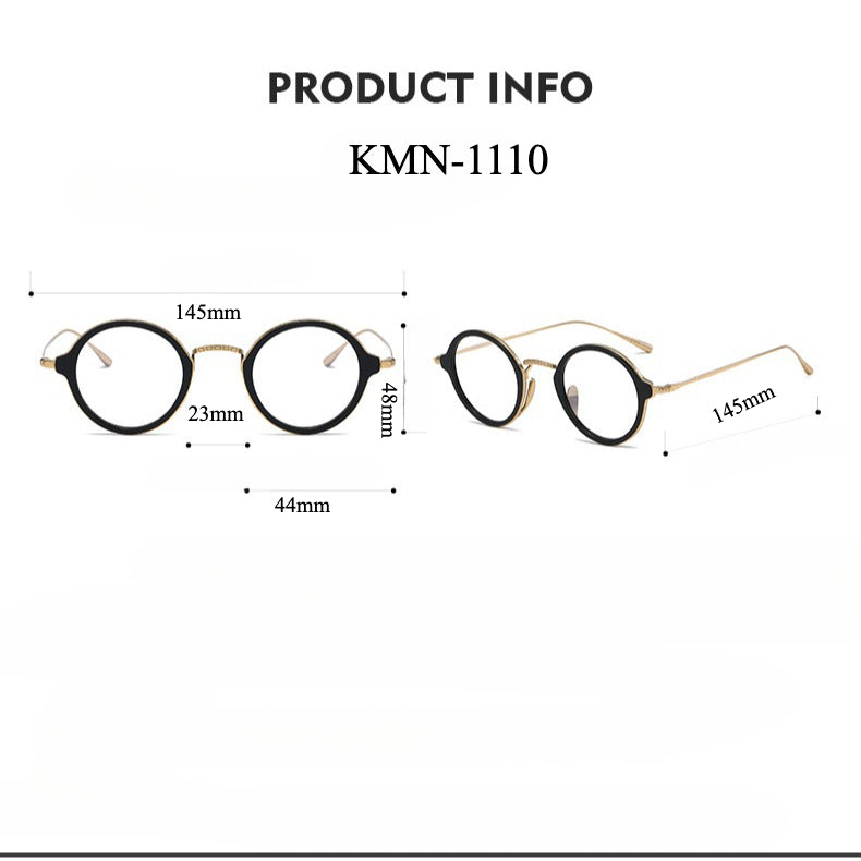 Titanium Vintage Round Eyeglasses Frames KMN1110 KMN1111