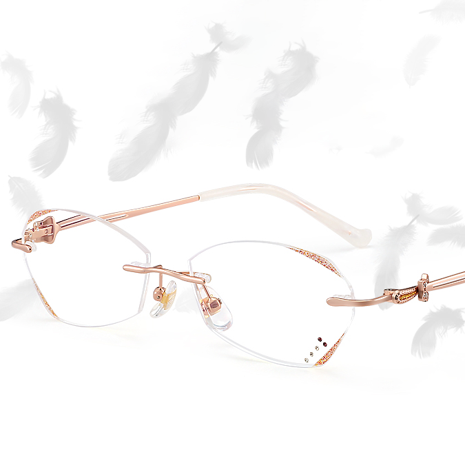 Ultra-light fashion metal frameless anti-blue light reading glasses