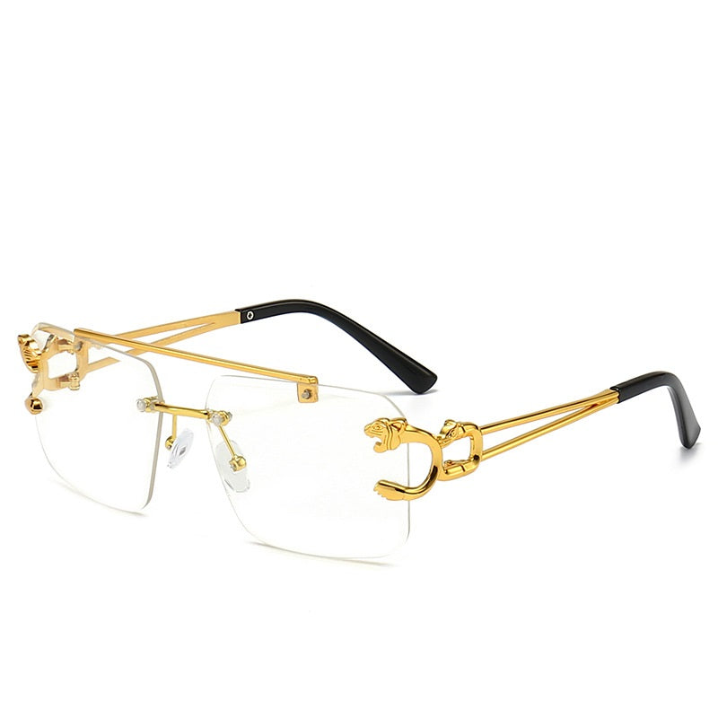 Trendy tinted square rimless sunglasses