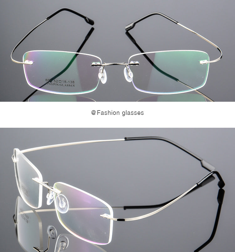 Ultra-Light Titanium Rectangle Rimless Glasses