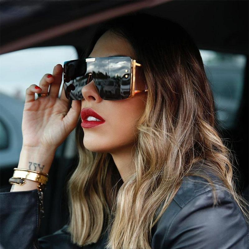 Square Oversized One Lens Sunglasses