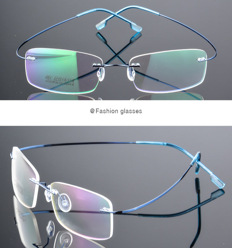 Ultra-Light Titanium Rectangle Rimless Glasses