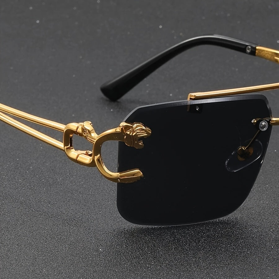Trendy tinted square rimless sunglasses