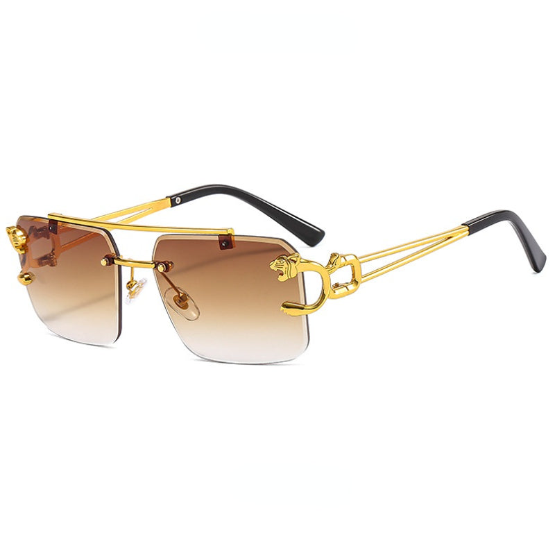 Trendy tinted square rimless sunglasses
