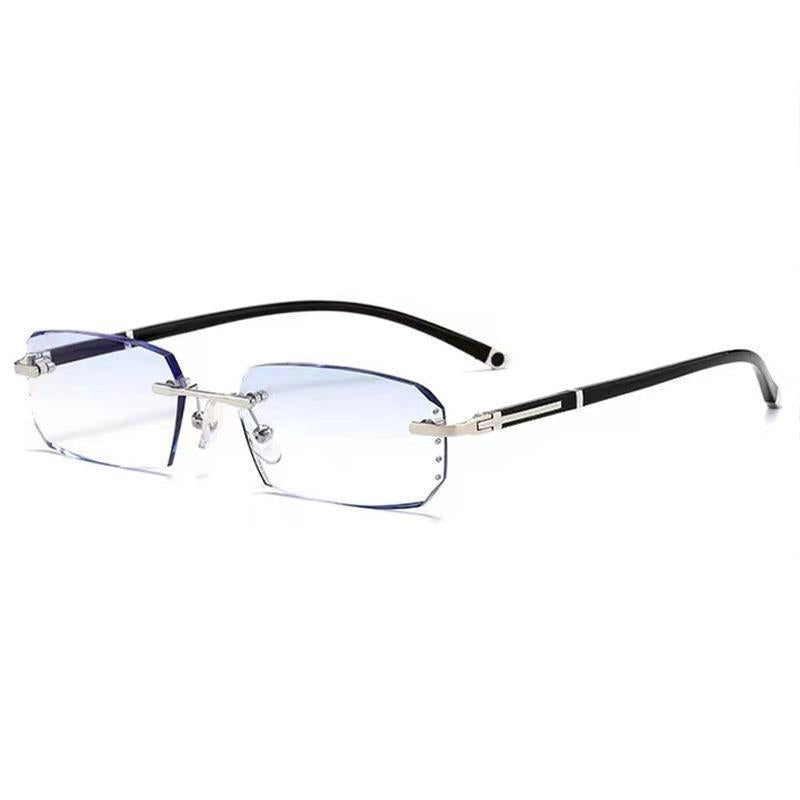 Fashion diamond cut rimless blue light glasses