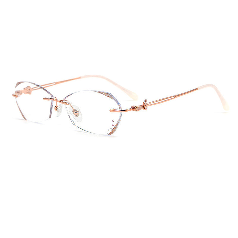 Ultra-light fashion metal frameless anti-blue light reading glasses