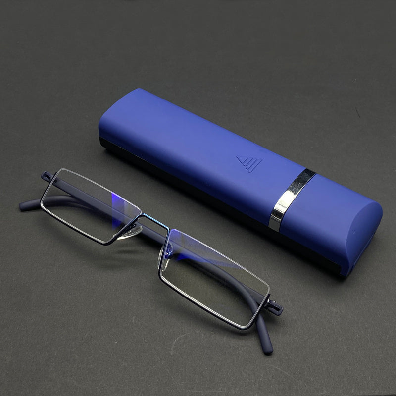 Blue light reading metal square glasses